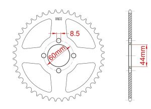 Couronne acier C45 haute résistance 39 dents