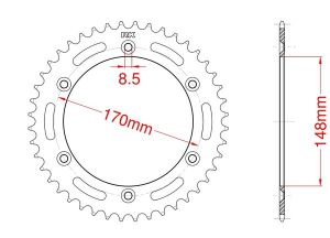 Couronne acier C45 haute résistance 44 dents