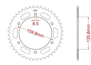 Couronne acier C45 haute résistance 46 dents