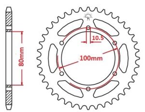 Couronne alu 40 dts 520 6 trous 80-100