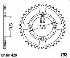 Achtertandwiel aluminium 52 tanden