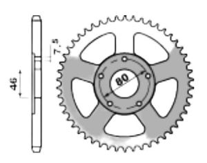 Achtertandwiel aluminium 53 tanden