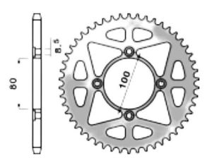 Achtertandwiel aluminium 55 tanden