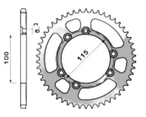 Achtertandwiel aluminium 56 tanden