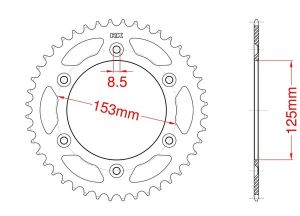 Achtertandwiel aluminium 47 tanden