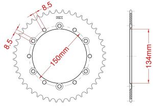 Achtertandwiel aluminium 51 tanden