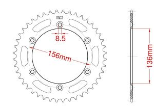 Achtertandwiel staal C45 versterkt 40 tanden