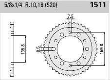 Achtertandwiel aluminium 39 tanden