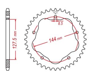 Achtertandwiel aluminium 36 tanden voor PBR atw houder