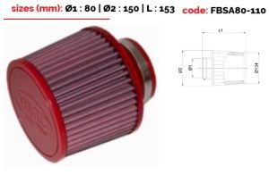 Filtre conique univ. BMC Single Air Top en métal diam 80 mm_1